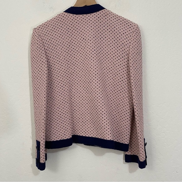 Castleberry Women’s 10 Vintage Pink Navy Button up V Neck Blazer Jacket - Picture 7 of 8